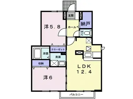 プリムローズⅠ(2LDK/1階)の間取り写真