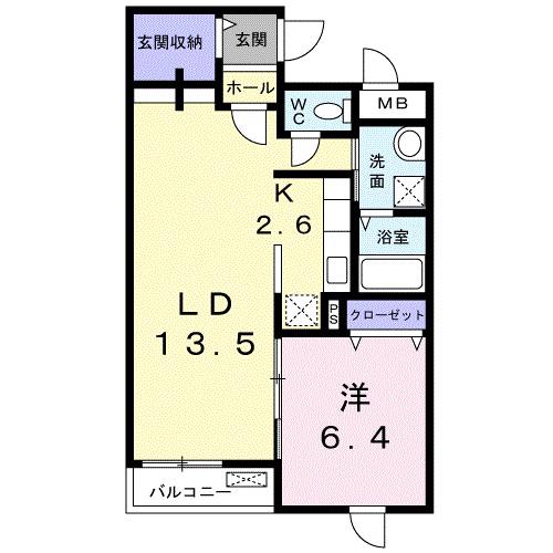 サンリット初生Ⅱ(1LDK/2階)の間取り写真