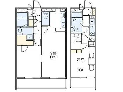 レオパレス錦(1K/1階)の間取り写真