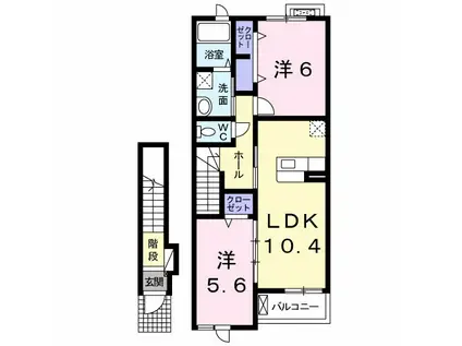 グレイスフル(2LDK/2階)の間取り写真