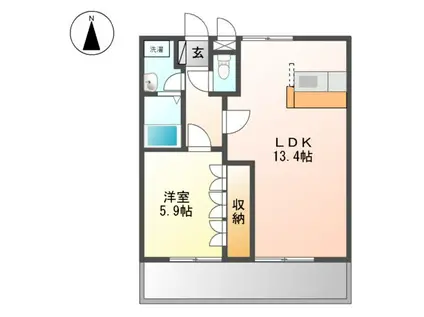 GRAND COURT Ⅰ(1LDK/2階)の間取り写真