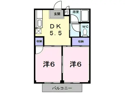 美郷Ⅱ番館(2DK/2階)の間取り写真