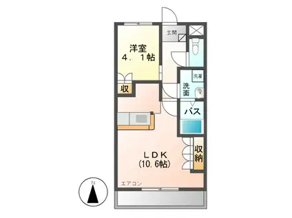 プランドール(1LDK/2階)の間取り写真