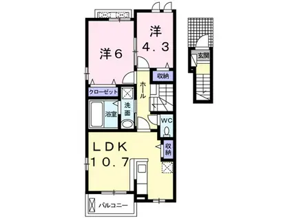 アクテュエル(2LDK/2階)の間取り写真