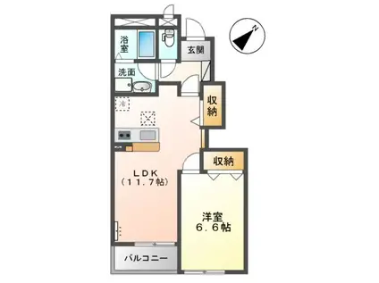 カーサドマーニ(1LDK/1階)の間取り写真