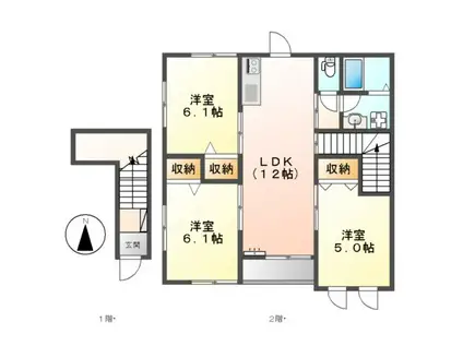 フィオーレⅡ(3LDK/2階)の間取り写真