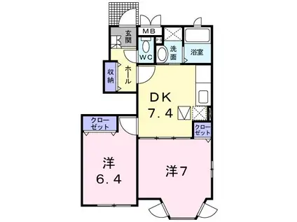 リン・フォート(2DK/1階)の間取り写真