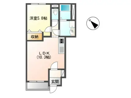 クイーン アーク(1LDK/1階)の間取り写真
