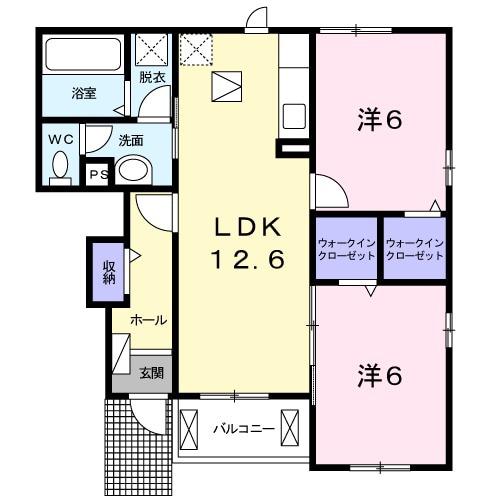 ラグーン Ⅱ(2LDK/1階)の間取り写真