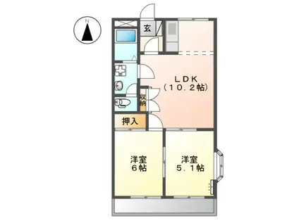 モナヴェイル(2LDK/2階)の間取り写真