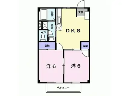 パレス三好ヶ丘B(2DK/2階)の間取り写真