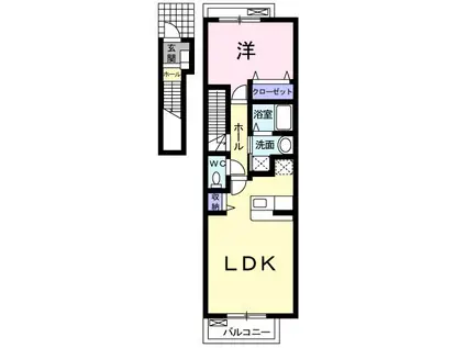 サンパール(1LDK/2階)の間取り写真