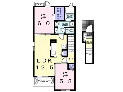 東金線 大網駅 徒歩6分 2階建 築7年(2LDK/2階)の間取り写真