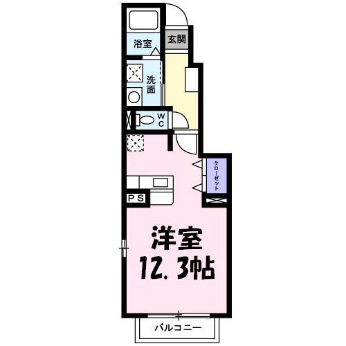 ケン・フォレスト2(ワンルーム/1階)の間取り写真