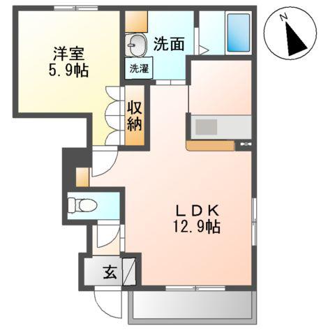 コテージ J&C(1LDK/1階)の間取り写真