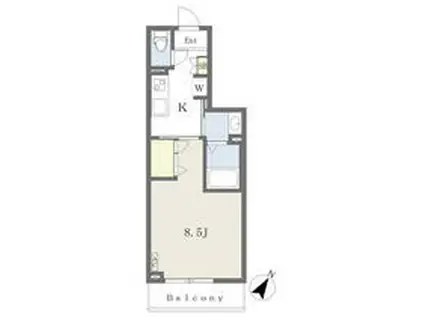 タイムフォースクエアA(1K/3階)の間取り写真