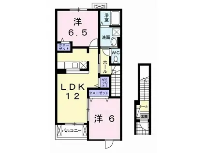 ディア・コートⅡ(2LDK/2階)の間取り写真