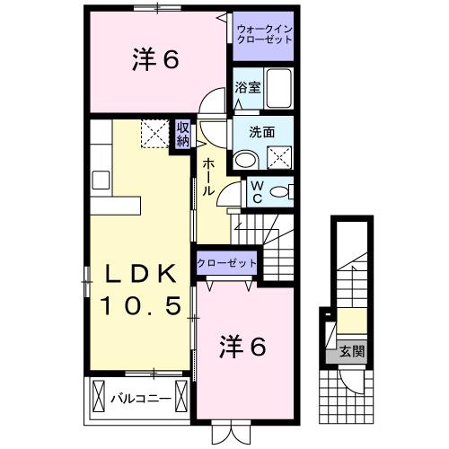グレイスイリーデⅠ(2LDK/2階)の間取り写真
