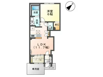 セレーノアキ(1LDK/1階)の間取り写真