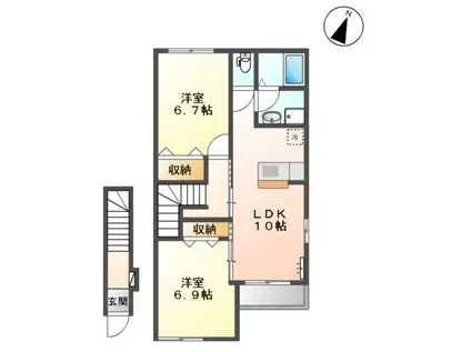 プラージュ(2LDK/2階)の間取り写真