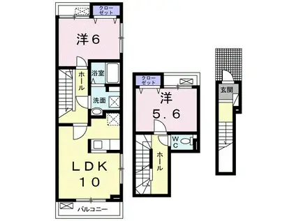 セイバリーⅠ(2LDK/2階)の間取り写真