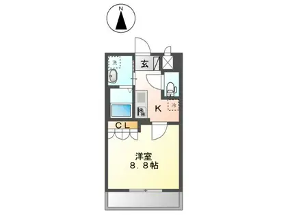 ミレーニア(1K/2階)の間取り写真