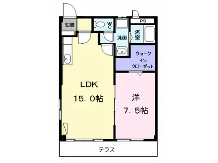 サザンウインドパートⅠ(1LDK/1階)の間取り写真
