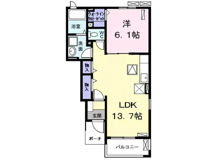 ロンコートⅡ(1LDK/1階)の間取り写真