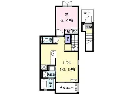 アリビエⅠ(1LDK/2階)の間取り写真