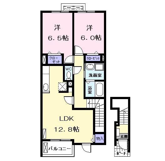 サンリット Ⅰ(2LDK/2階)の間取り写真