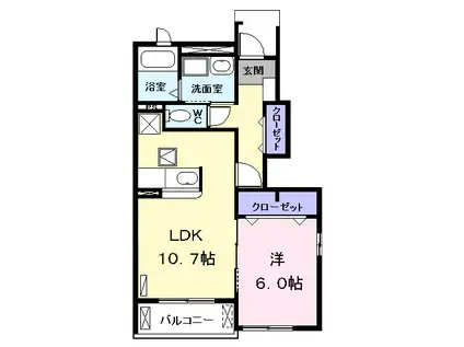 ガーデンスクエアA(1LDK/1階)の間取り写真