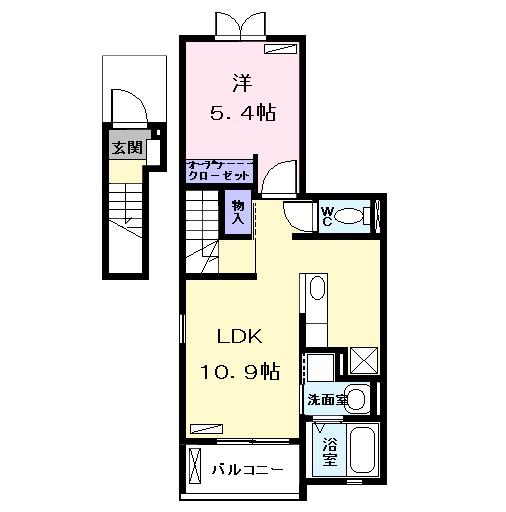 グレイスヒルズⅠ(1LDK/2階)の間取り写真