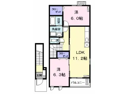 アイランド・ヴィレッジⅡ(2LDK/2階)の間取り写真