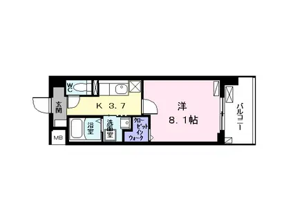 ノイグランツD(1K/5階)の間取り写真