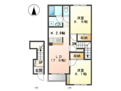 カーサフェリーチェ(2LDK/2階)の間取り写真