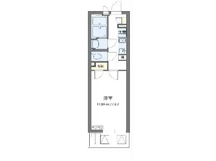 クレイノベルウッドⅡ 広川(1K/2階)の間取り写真