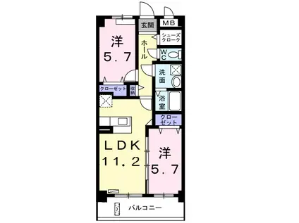 エアリーハウス(2LDK/3階)の間取り写真