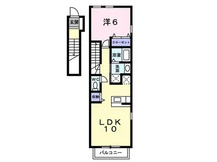 カーサフィオーレ(1LDK/2階)の間取り写真