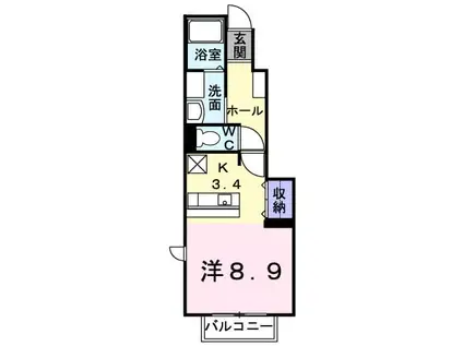 カフェオーレBANⅠ(ワンルーム/1階)の間取り写真