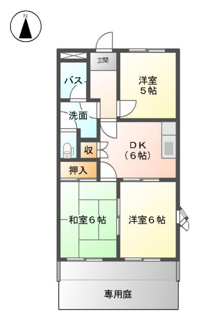 エクセリーヌK-1(3DK/1階)の間取り写真