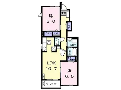 ブルックレジデンスⅠ(2LDK/1階)の間取り写真