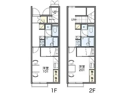 レオパレスかすもり(1K/1階)の間取り写真
