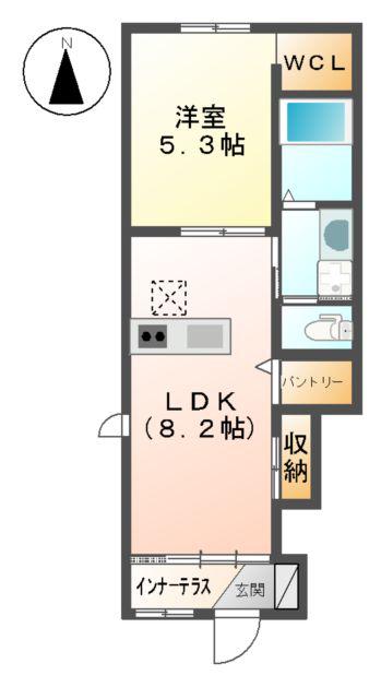 ラ・ルチア(1LDK/1階)の間取り写真