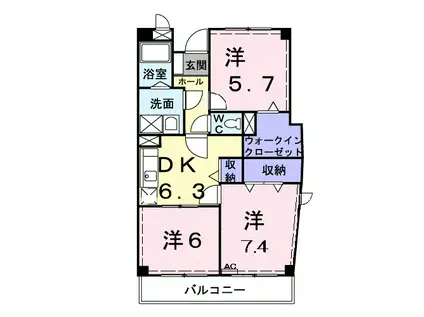 クリスタルガーデンⅡ(3DK/2階)の間取り写真