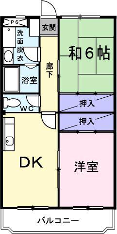 グリーンパーク(2DK/3階)の間取り写真