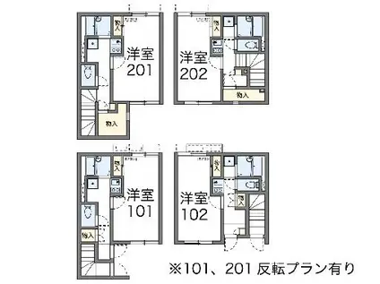 レオネクストピュアよびつぎⅡ(1K/1階)の間取り写真