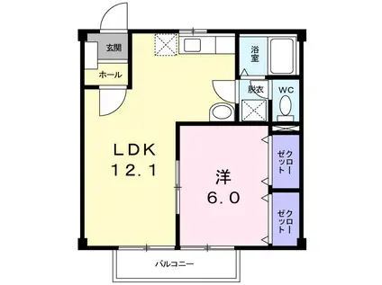 ロイヤルNISHIKI(1LDK/2階)の間取り写真