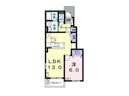 ラシアⅡ(1LDK/1階)の間取り写真