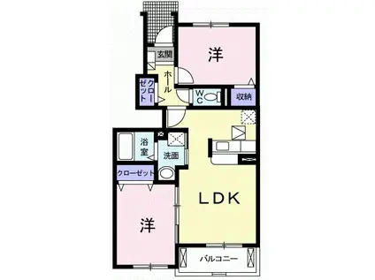 セレーノⅠ(2LDK/1階)の間取り写真