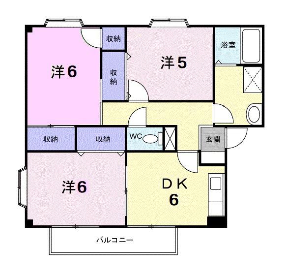 サンシティー75Ⅰ(3DK/1階)の間取り写真